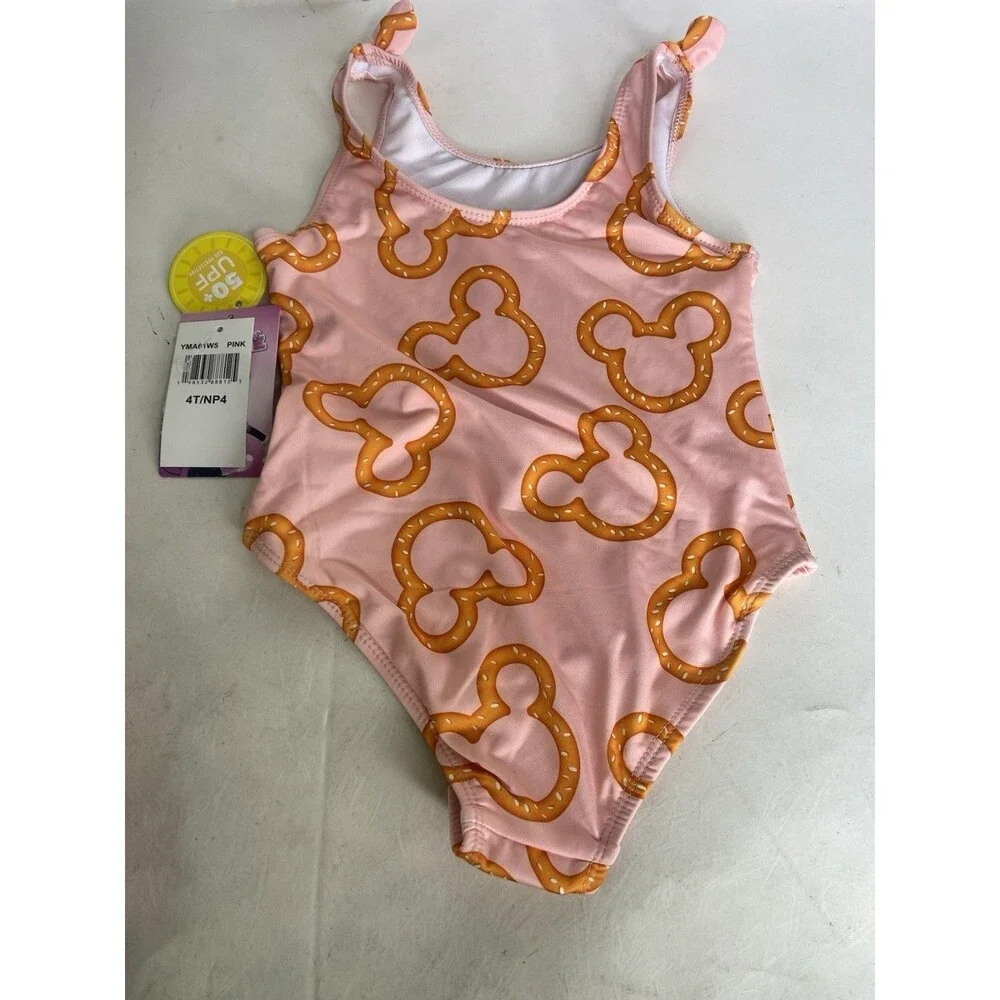 Disney Mickey Minnie Mouse Pretzel One Piece Swimsuit Swimwear Toddler Girls 4T